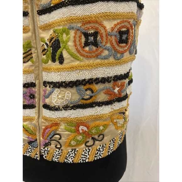 Vintage JO-RO IMPORTS Blouse Heavy Iridescent Beads 50s 60s Butterfly floral 12 - Picture 5 of 16